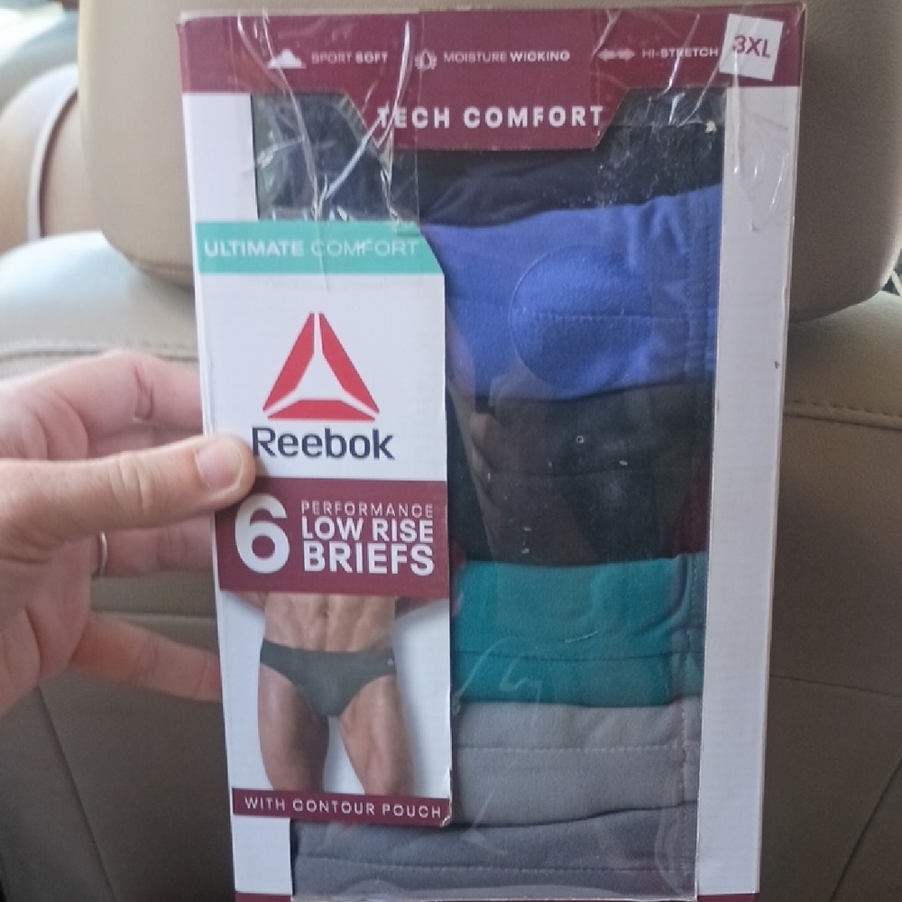 Reebok Men's NIP 3XL 6 Pack Performance Low Rise Briefs - Multiple Single Color